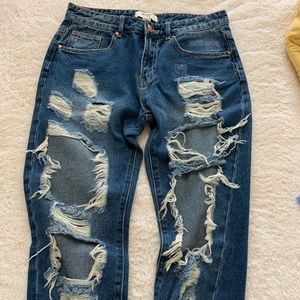 Forever 21 mid rise distressed jeans